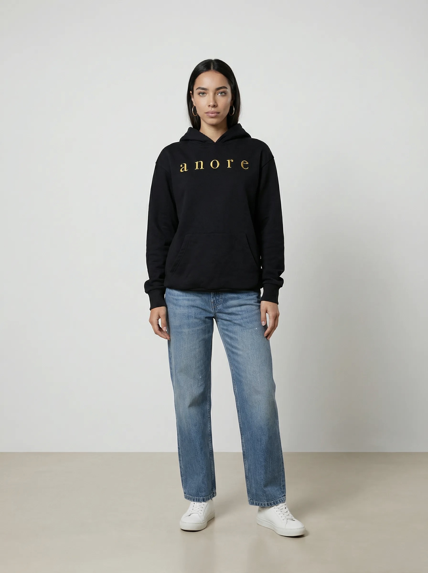 Women's Earth Stone Black Hoodie — Front